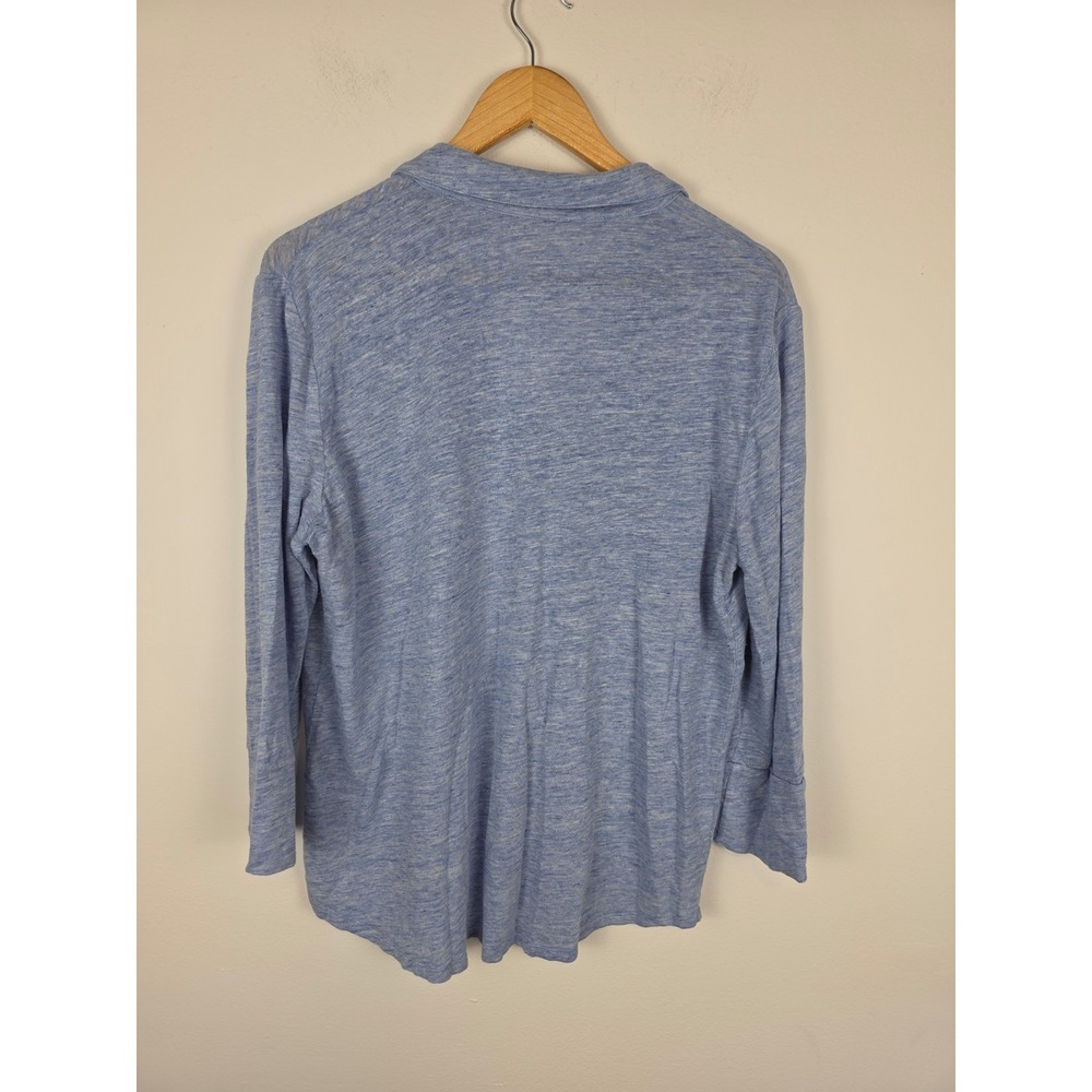 J.McLaughlin Women's Blue Linen Blend Button Down Long Sleeve‎ Top Shirt XL - Picture 2 of 7